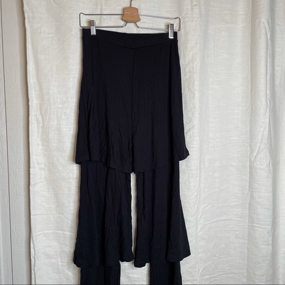 ASOS Design Tiered Ruffle Pants Black 4 Layered Wide Leg High Rise Street Fasion - Picture 8 of 11